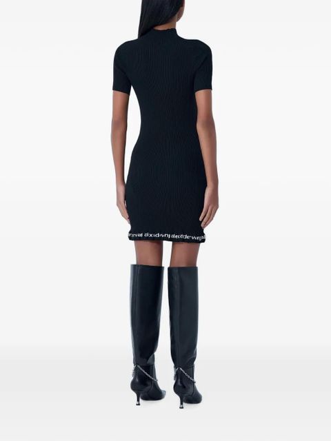Alexander Wang ribbed logo-detail mini dress - Black