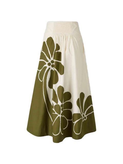 FARM Rio floral midi skirt - White
