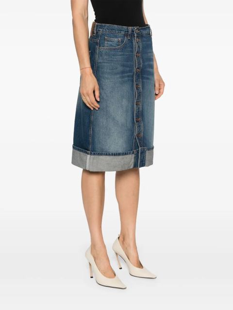 Victoria Beckham mid-rise denim midi skirt - Blue