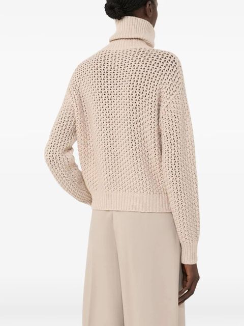 Max Mara zip-up open-knit polo shirt - Neutrals