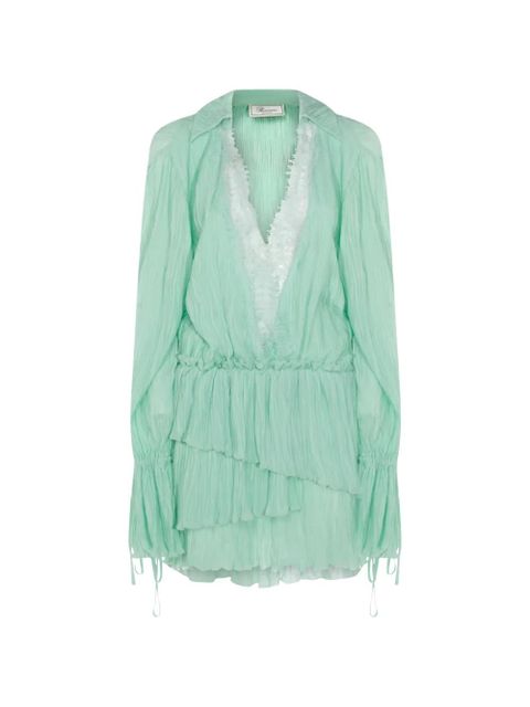 Blumarine ruffled long-sleeve dress - Green - zdjęcie produktu nr 1