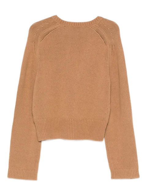 GANNI V-neck logo-detail knitwear - Brown