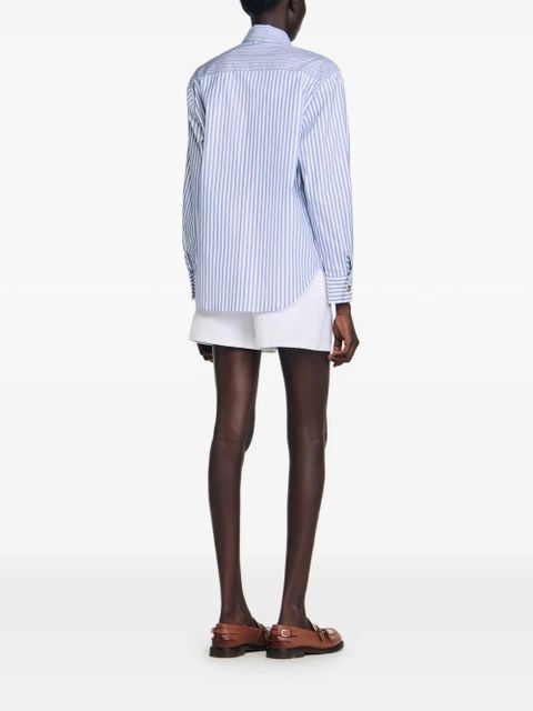 SANDRO striped tie-neck shirt - Blue