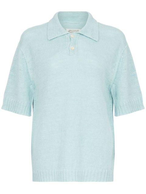 Maison Margiela short-sleeve hemp polo top - Blue - zdjęcie produktu nr 1