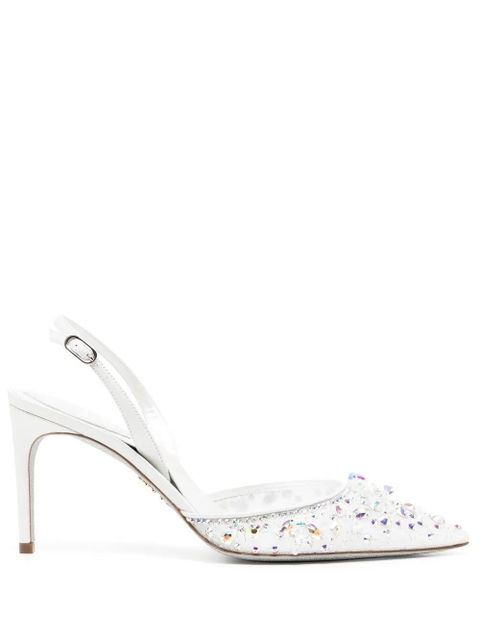 René Caovilla lace embellished sling back pumps - White - zdjęcie produktu nr 1