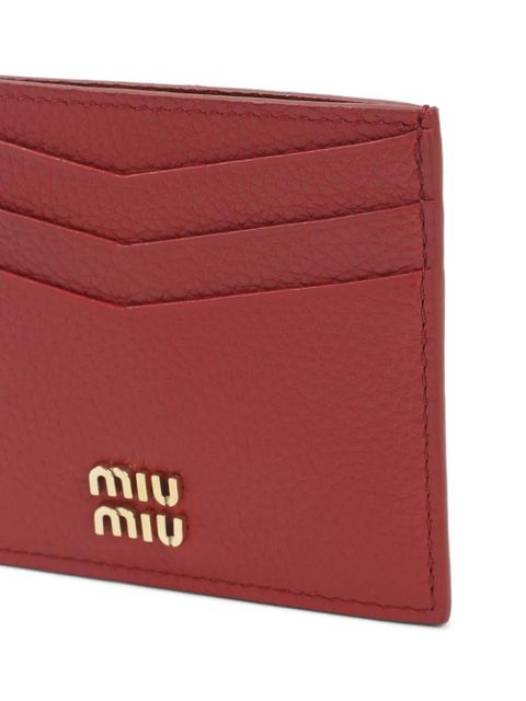 Miu Miu logo leather card holder - Red