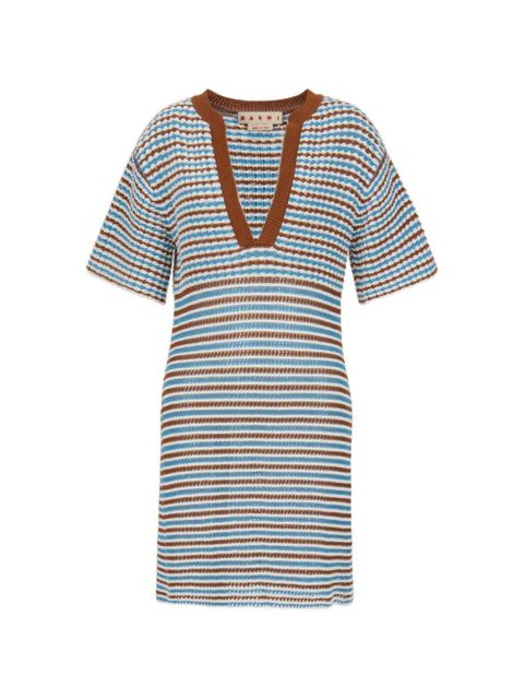 Marni striped crocheted A-line dress - Blue - zdjęcie produktu nr 1