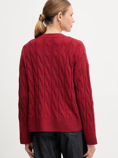 Tommy Hilfiger kardigan wełniany kolor bordowy WW0WW43089 - zdjęcie produktu nr 2