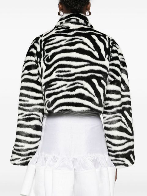 ROTATE BIRGER CHRISTENSEN zebra-print faux-fur jacket - Black