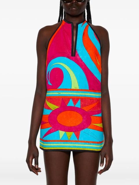 PUCCI printed halterneck mini dress - Blue