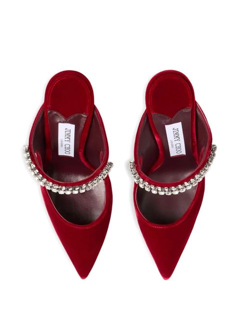 Jimmy Choo 10mm crystal-embellished pointed mules - Red