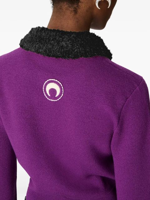 Marine Serre wool cropped cardigan - Purple