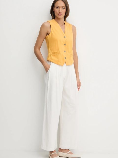 United Colors of Benetton kamizelka kolor żółty jednorzędowa 2LEDDJ00G - zdjęcie produktu nr 2