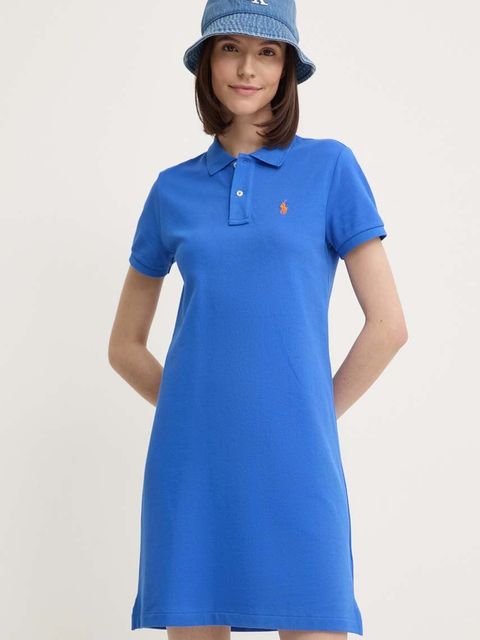 Polo Ralph Lauren sukienka bawełniana kolor niebieski mini prosta