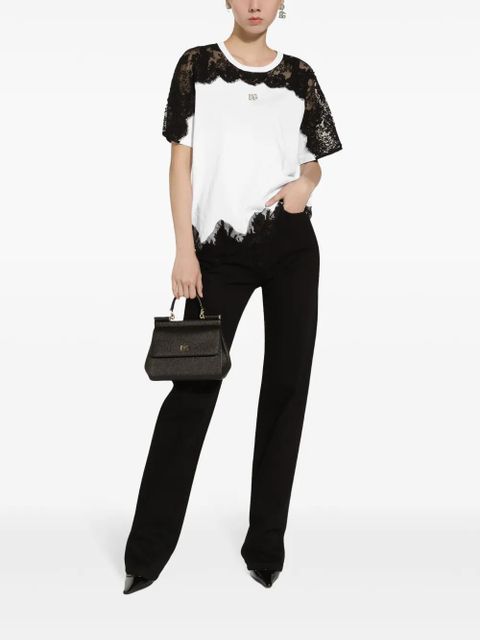 Dolce & Gabbana DNA lace-detail panelled T-shirt - White