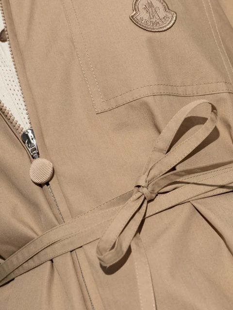 Moncler tie waist logo jacket - Neutrals