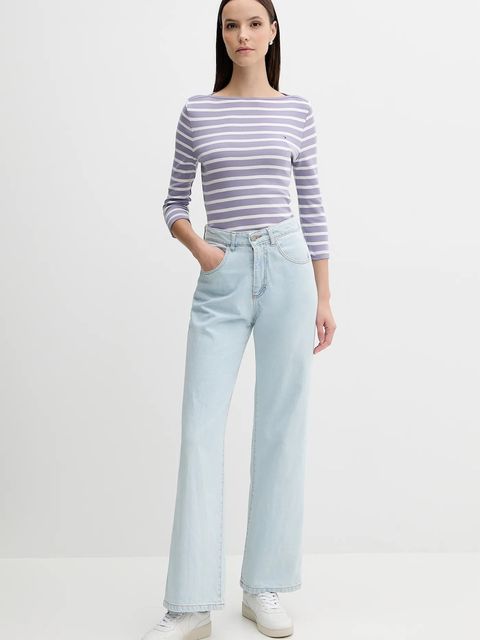 Tommy Hilfiger longsleeve bawełniany kolor fioletowy WW0WW40589 - zdjęcie produktu nr 2