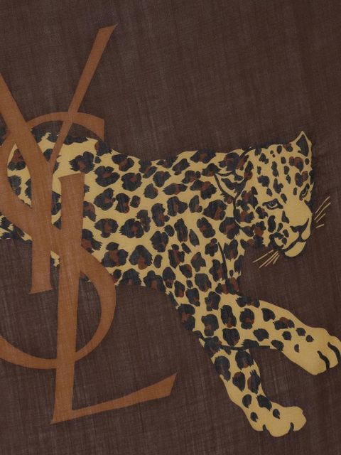 Saint Laurent leopard-print scarf - Brown - zdjęcie produktu nr 2