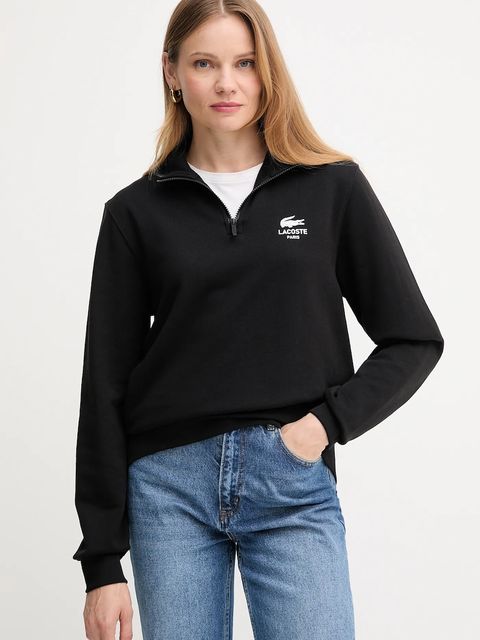 Lacoste bluza bawełniana kolor czarny z nadrukiem SH2735