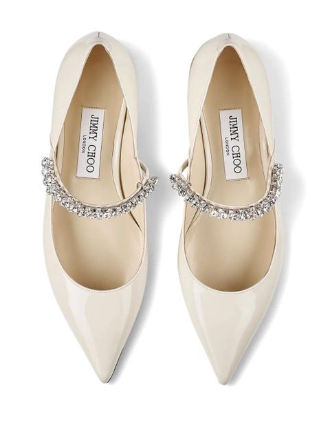 Jimmy Choo Bing crystal-strap ballerina shoes - Neutrals