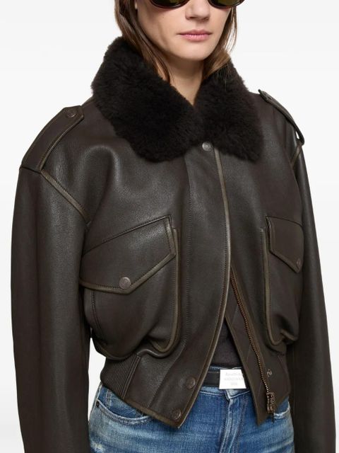 Acne Studios leather bomber jacket - Brown
