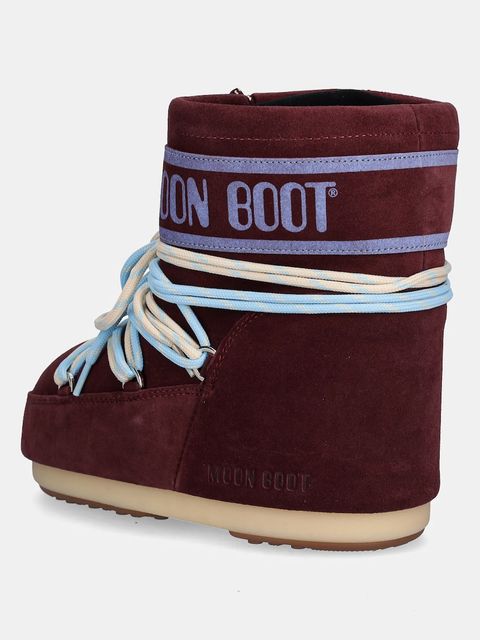 Moon Boot śniegowce MB ICON LOW SUEDE LACES kolor bordowy 80D1409670 D013