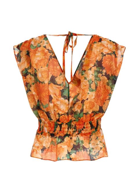 PINKO botanical garden V-neck top - Orange - zdjęcie produktu nr 2