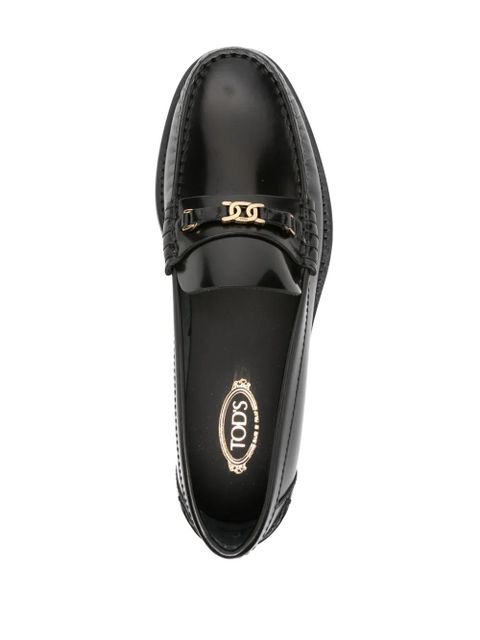 Tod's chain-detail leather loafers - Black