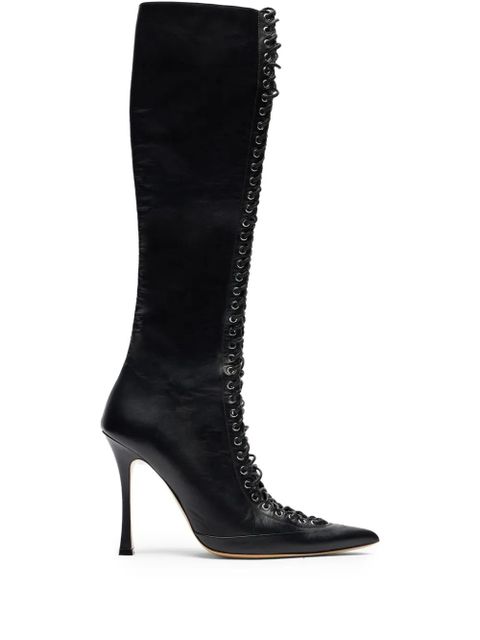 Blumarine lace-up pointed-toe boots - Black - zdjęcie produktu nr 1