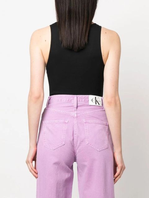 GCDS logo-print sleeveless bodysuit - Black