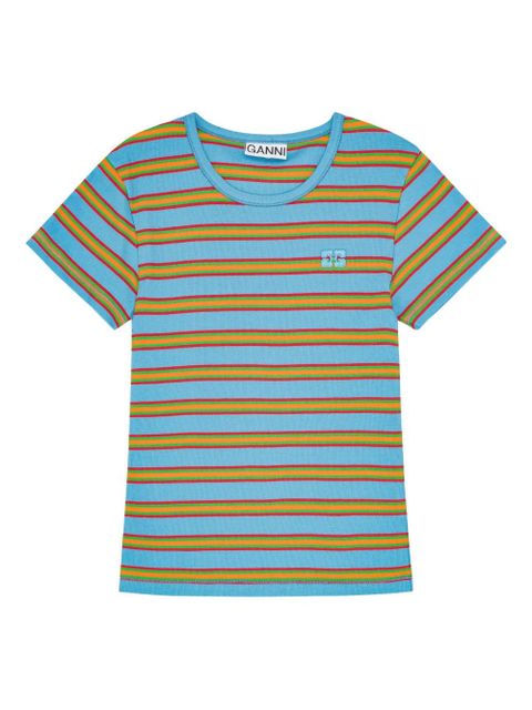 GANNI striped short-sleeve T-shirt - Blue - zdjęcie produktu nr 1