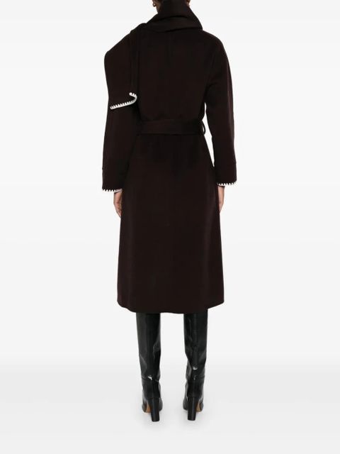 Maje scallop-trimmed belted coat - Brown