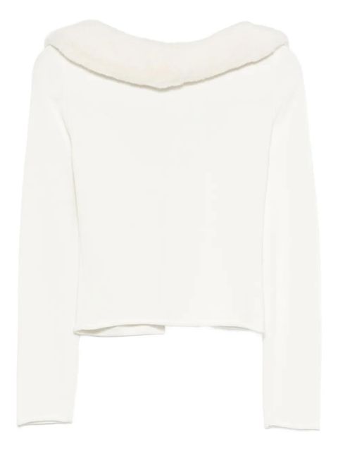 Blumarine faux-fur-collar cardigan - White - zdjęcie produktu nr 2