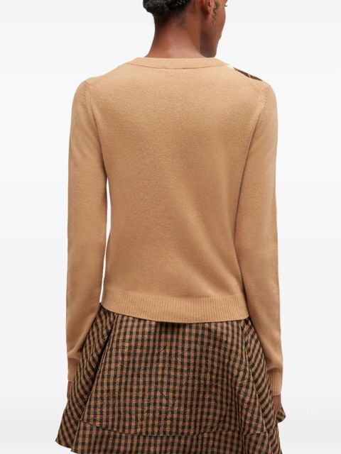 GANNI argyle button cardigan - Brown