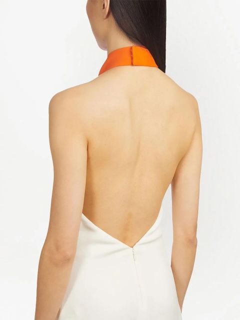 Ferragamo abstract-print halterneck dress - Orange