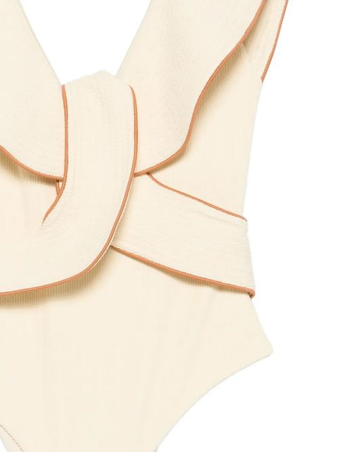 Johanna Ortiz Crinkle ruffled-detail swimsuit - Neutrals