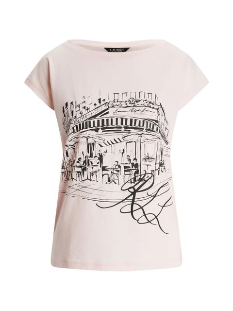 Lauren Ralph Lauren graphic-print boat-neck T-shirt - Pink - zdjęcie produktu nr 1