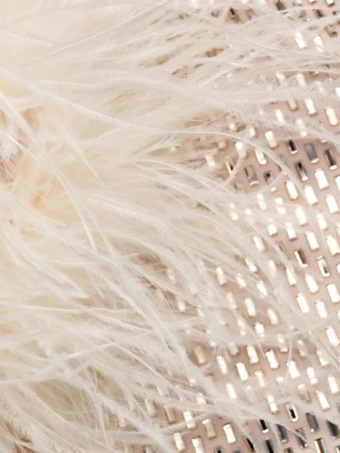 Self-Portrait feather-trim long-sleeved top - Neutrals