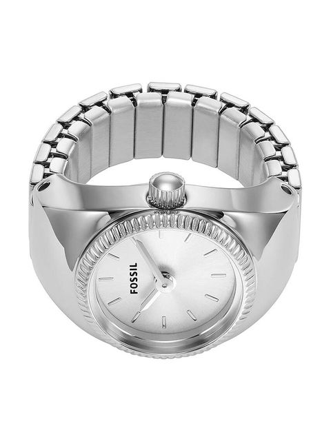 Fossil zegarek w formie pierścionka damski kolor srebrny