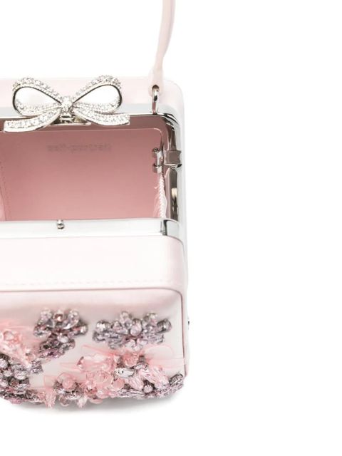 Self-Portrait mirco floral-embellished tote bag - Pink