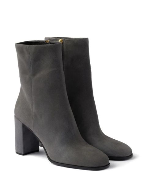 Prada 85mm suede block-heel boots - Grey - zdjęcie produktu nr 2