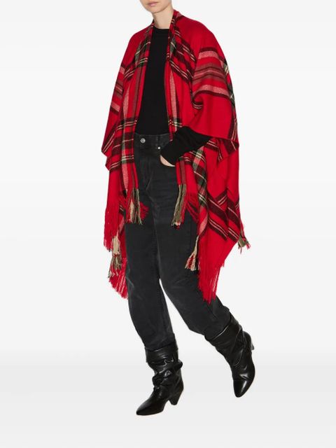 ISABEL MARANT Kamilo plaid-check fringe scarf - Red - zdjęcie produktu nr 2