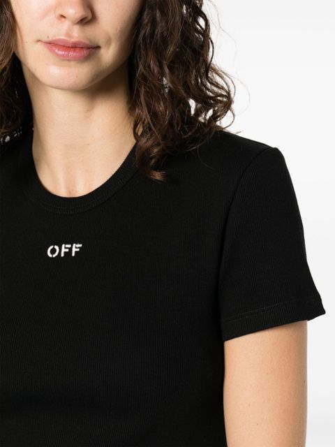 Off-White Off Stamp ribbed-knit top - Black