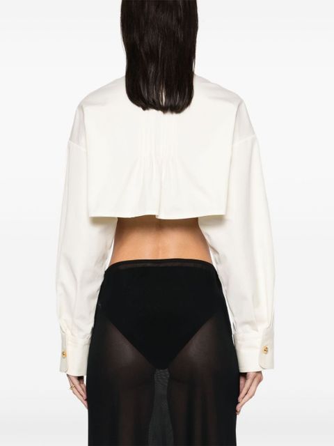 Prada pintuck-detail cropped jacket - Neutrals