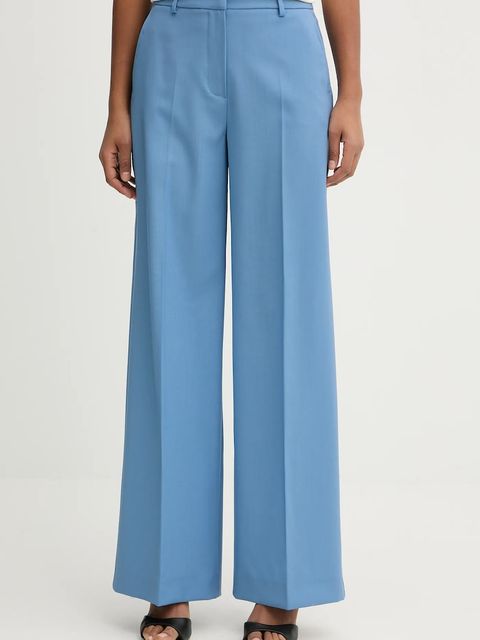 Weekend Max Mara spodnie wełniane VISIVO damskie kolor niebieski proste high waist 2615131041600 - zdjęcie produktu nr 1