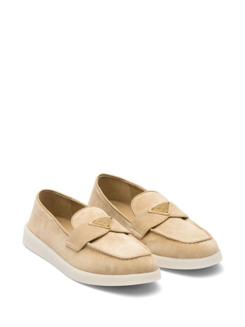 Prada triangle-logo suede loafers - Neutrals - zdjęcie produktu nr 2