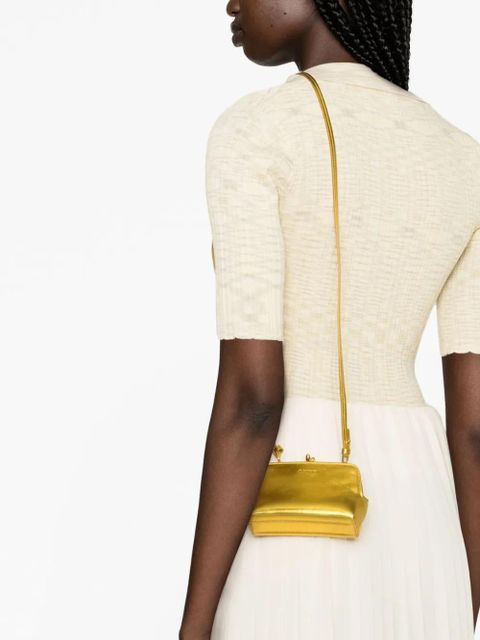 Jil Sander Goji micro leather crossbody bag - Gold