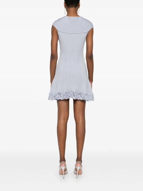 Self-Portrait lace-hem mini dress - Blue