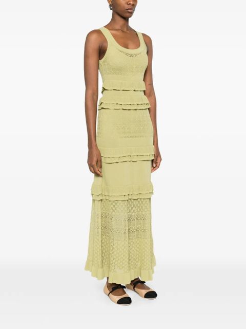 SANDRO ruffled maxi dress - Green