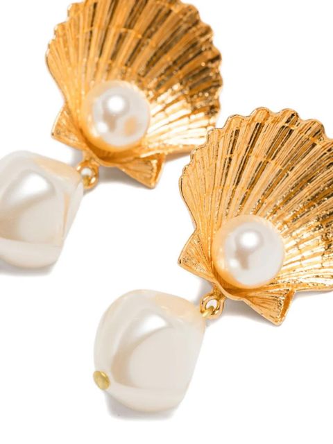 Jennifer Behr shell-pearl earrings - Gold